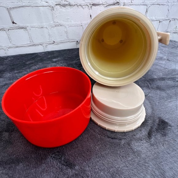 Vintage Plaid Picnic Tote with Aladdin Thermos Red Black Tan Zippered Bag Case - Picture 10 of 11